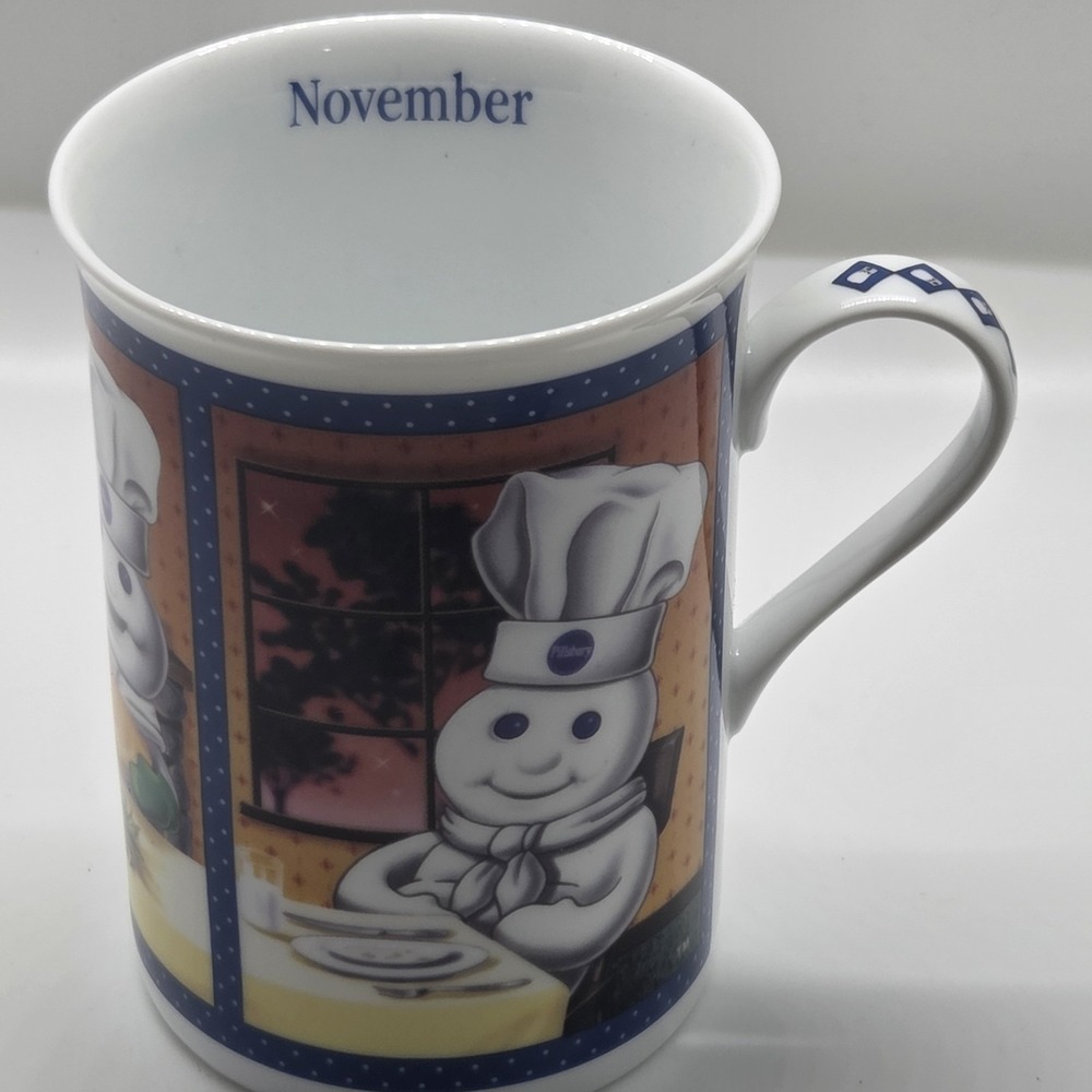 Pillsbury Doughboy Danbury Mint Coffee Mug November 2001 "Thanksgiving Feast "